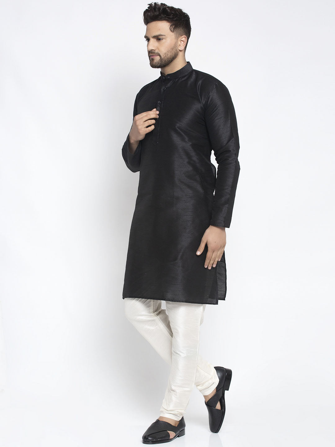Men'S Solid Dupion Silk Kurta Payjama Set