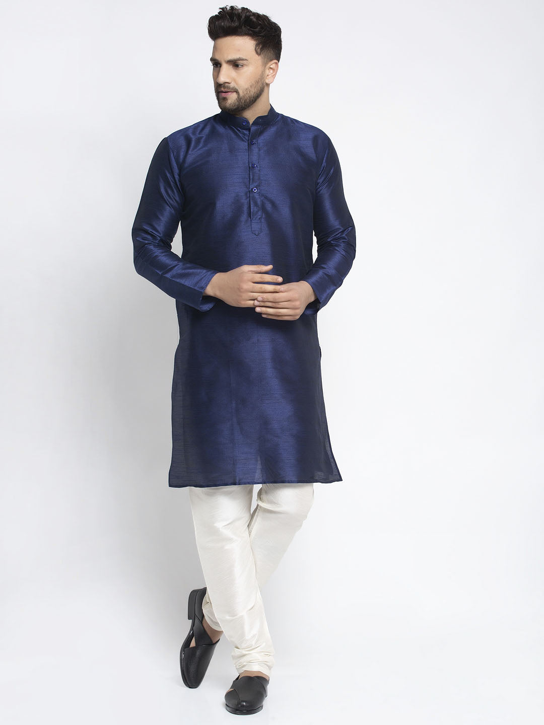Men'S Solid Dupion Silk Kurta Payjama Set