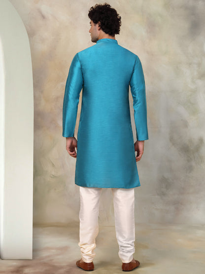 Solid Dupion Silk Kurta With Churidar