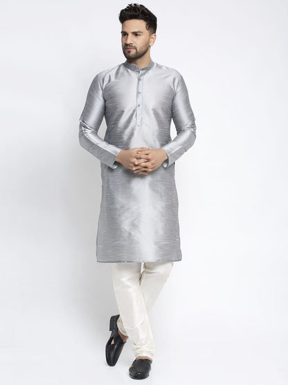 Men'S Solid Dupion Silk Kurta Payjama Set
