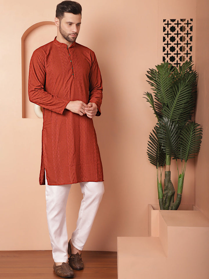 Chikankari Cotton Kurta With Churidar