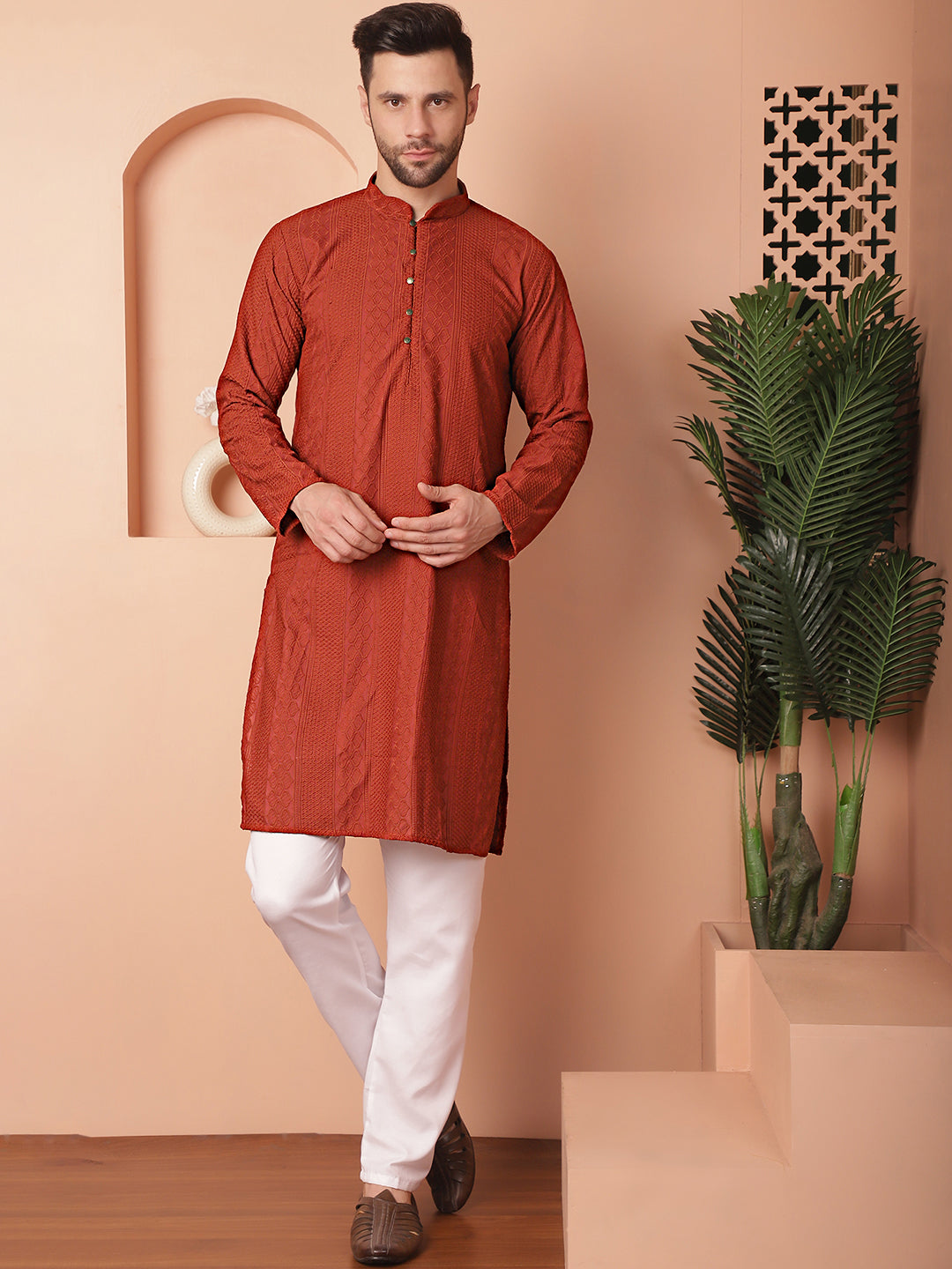 Chikankari Cotton Kurta With Churidar
