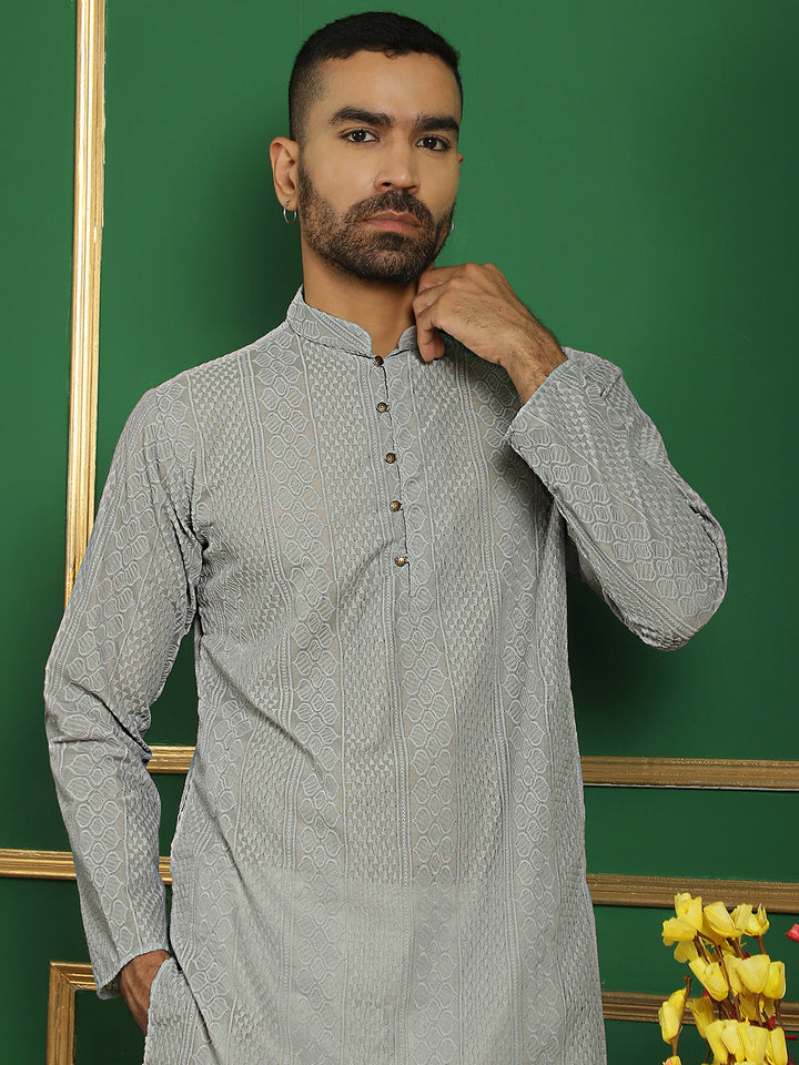 Chikankari Cotton Kurta With Churidar