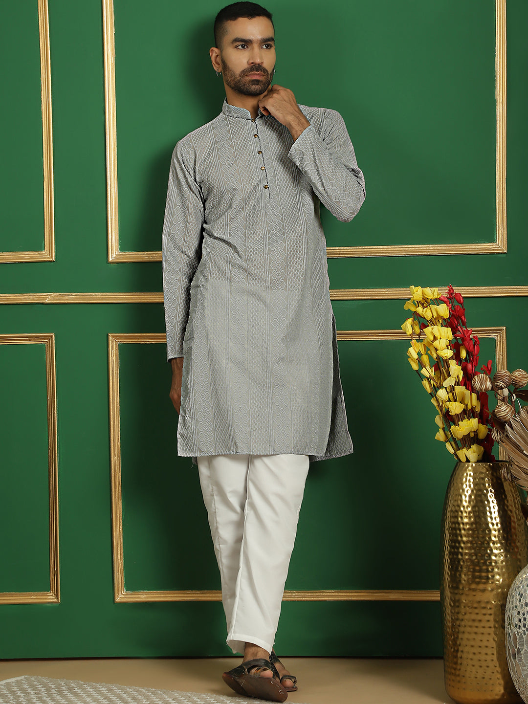 Chikankari Cotton Kurta With Churidar