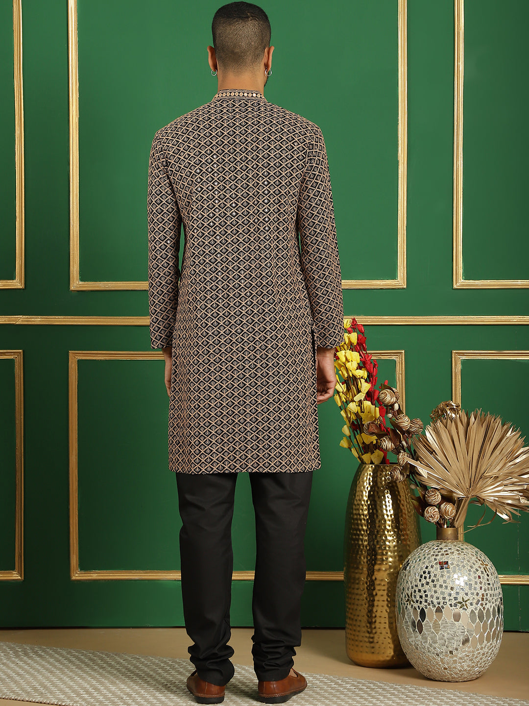 Sequin Embroidered Pure Cotton Kurta With Pyjamas