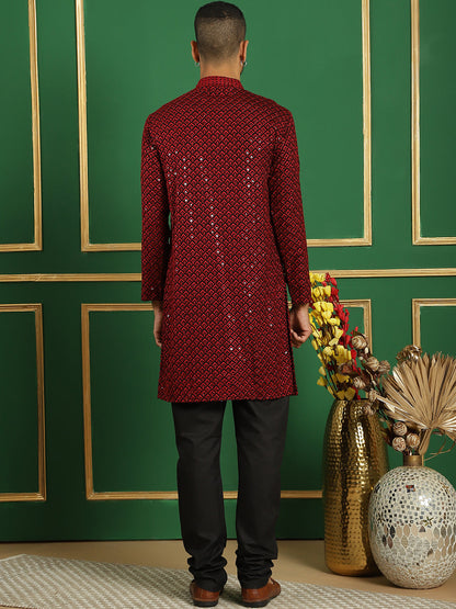 Sequin Embroidered Pure Cotton Kurta With Pyjamas