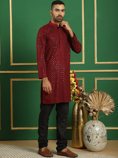 Sequin Embroidered Pure Cotton Kurta With Pyjamas