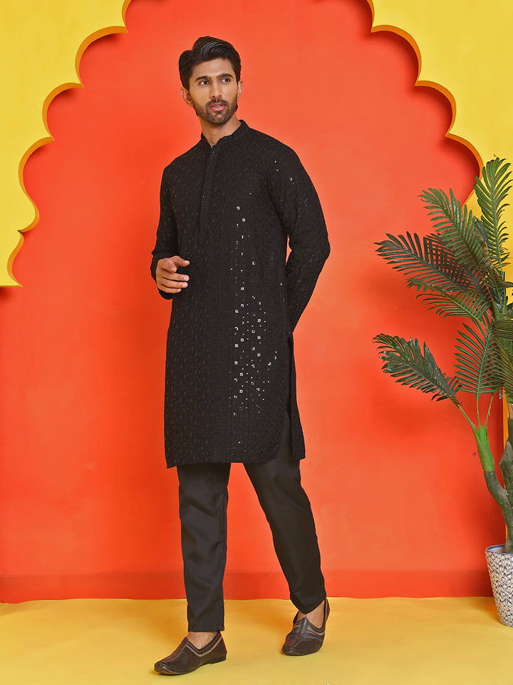 Sequin Embroidered Pure Cotton Kurta With Pyjamas