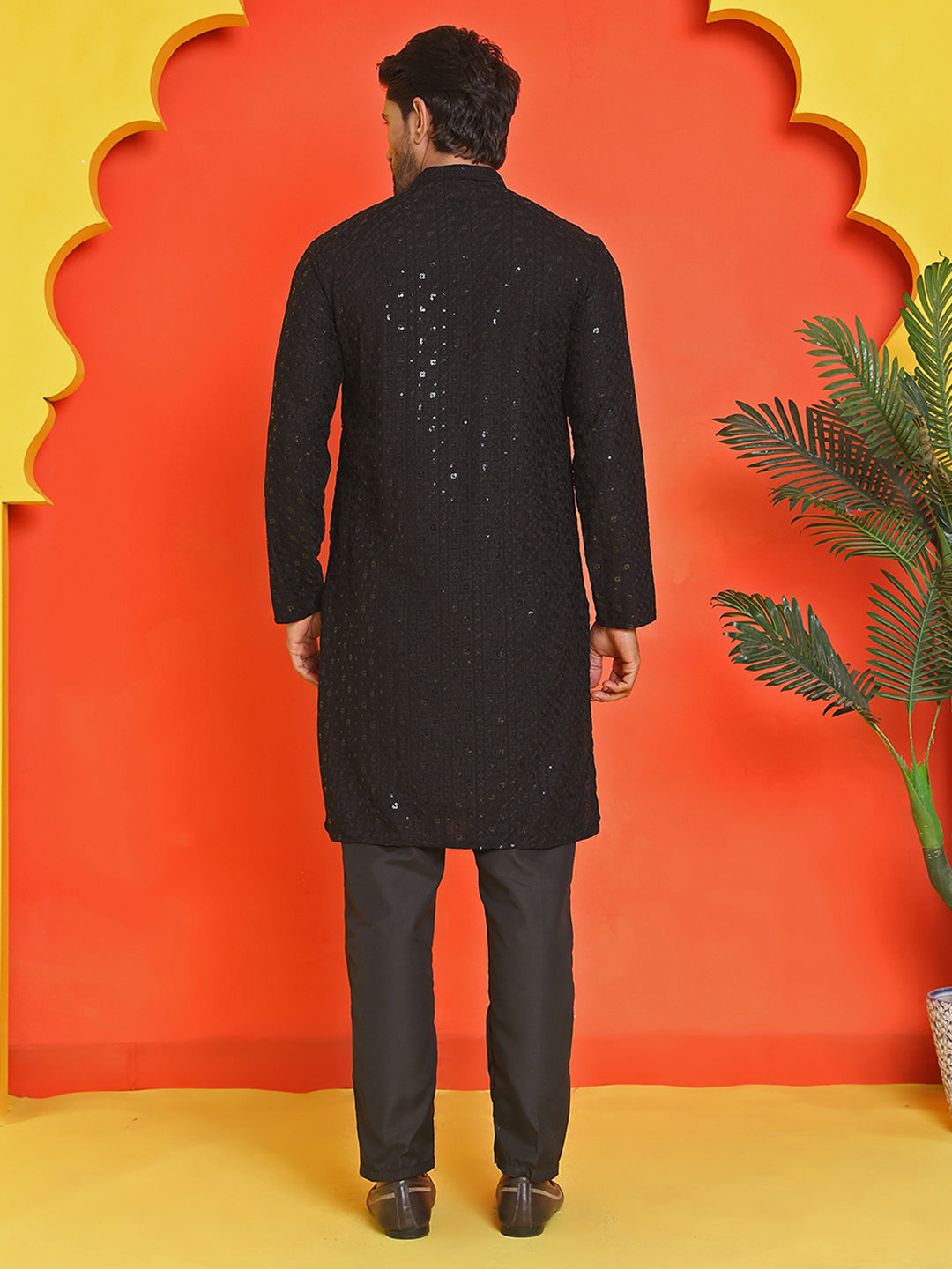 Sequin Embroidered Pure Cotton Kurta With Pyjamas