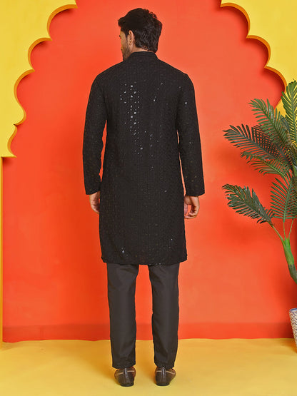 Sequin Embroidered Pure Cotton Kurta With Pyjamas