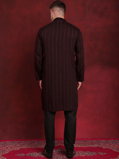 Sequins Embroidered Kurta Pyjama Set For Men