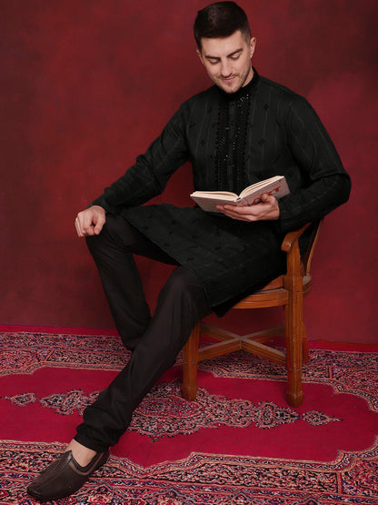 Sequins Embroidered Kurta Pyjama Set For Men