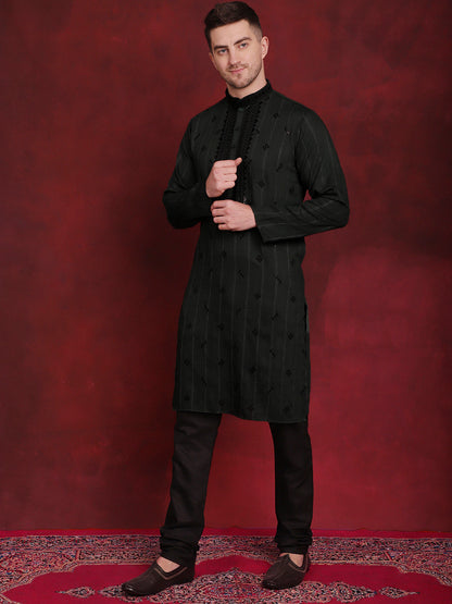 Sequins Embroidered Kurta Pyjama Set For Men