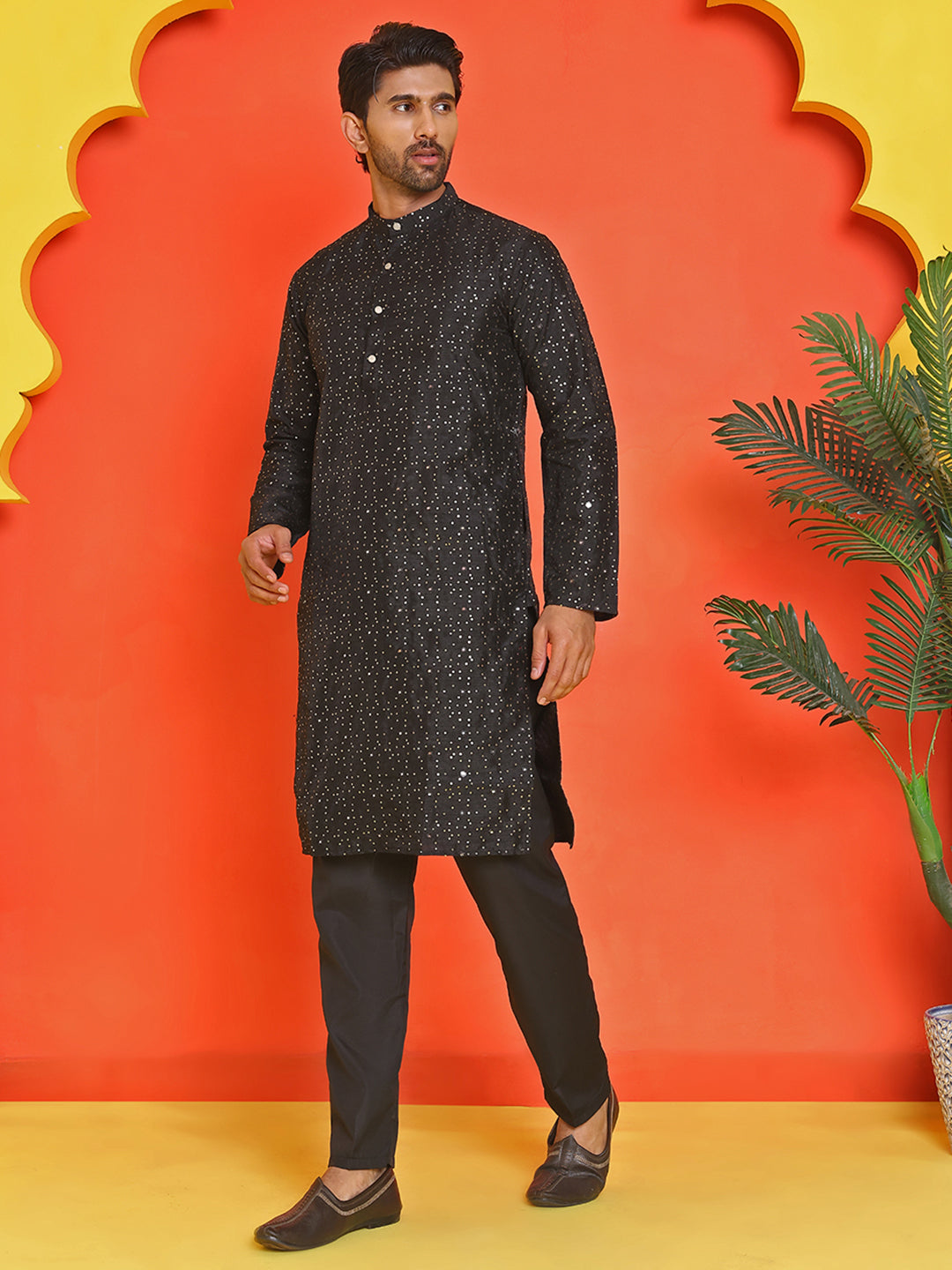 Embroidered Mirror Work Kurta Payjama Sets.