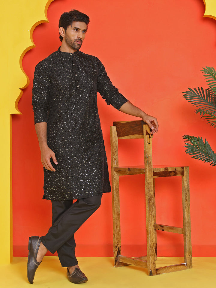 Embroidered Mirror Work Kurta Payjama Sets.