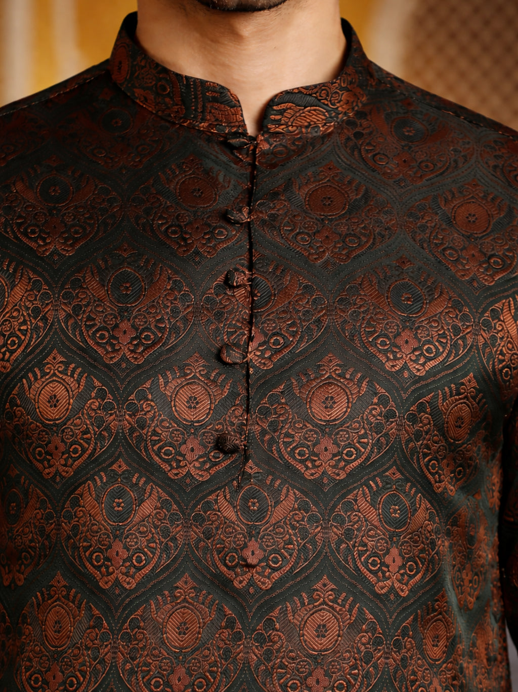 Jacquard Silk Kurta Pyjama Set For Men