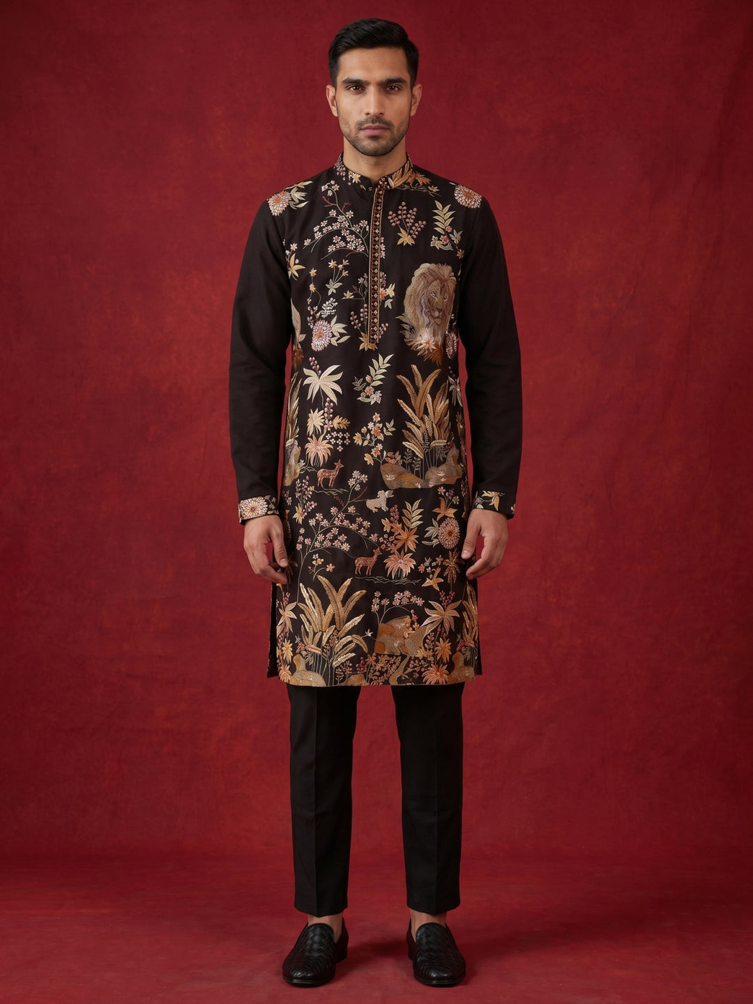 Floral Embroidered And Sequins Kurta Set