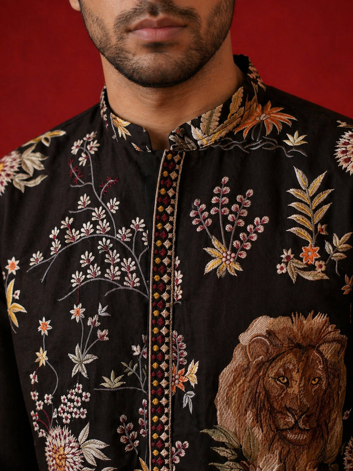 Floral Embroidered And Sequins Kurta Set
