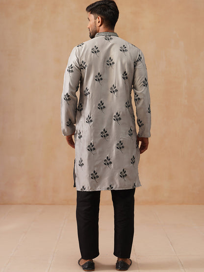 Chikankari Embroidered Kurta Pyjama For Men