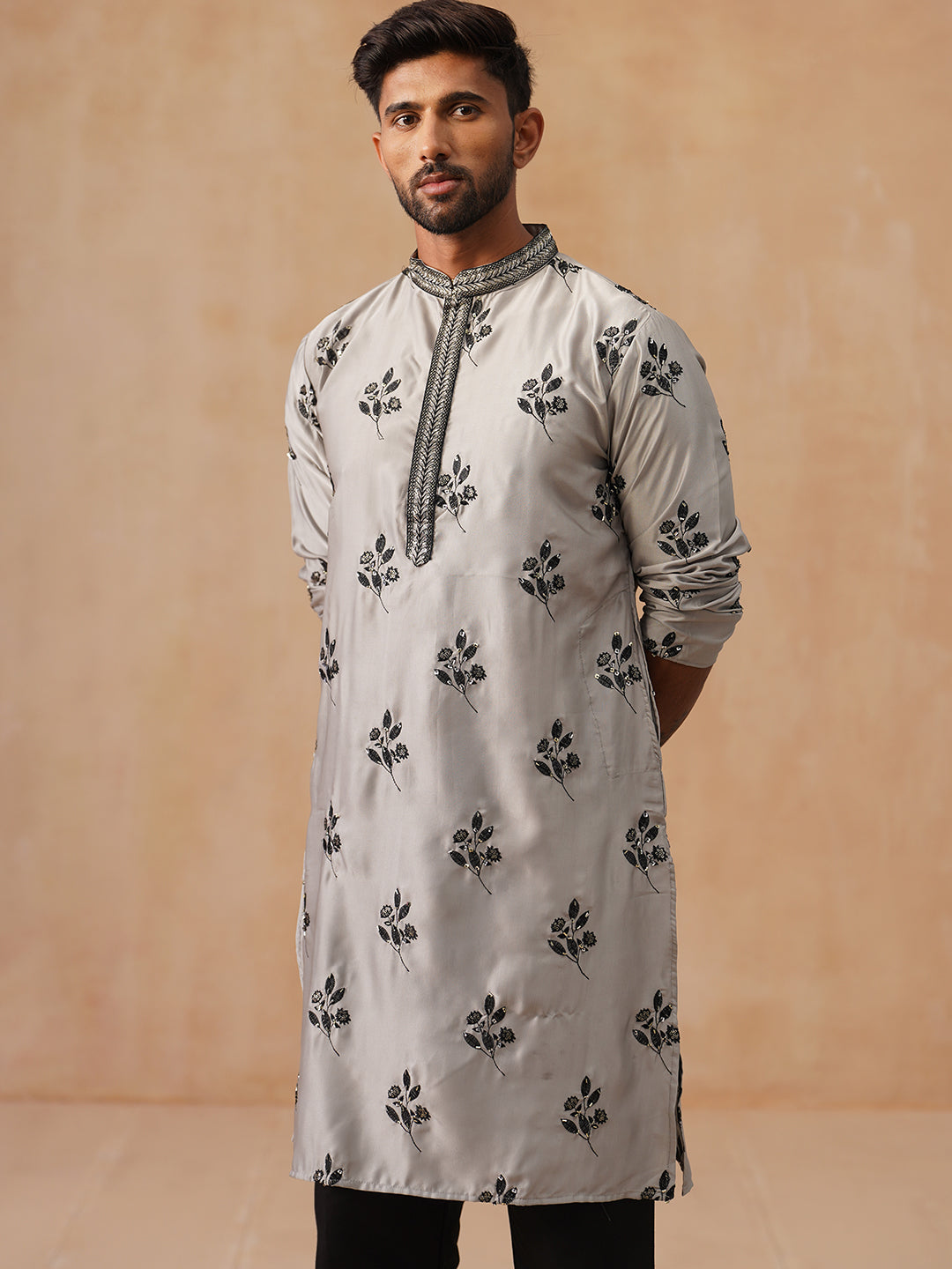 Chikankari Embroidered Kurta Pyjama For Men