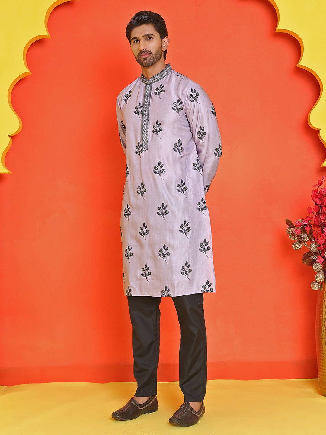Chikankari Embroidered Kurta Pyjama For Men