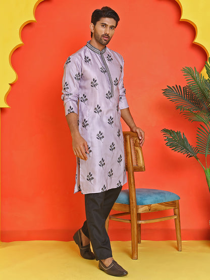 Chikankari Embroidered Kurta Pyjama For Men