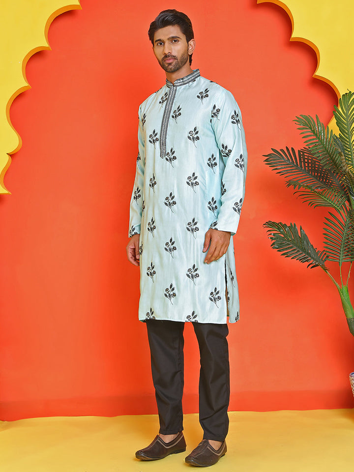 Chikankari Embroidered Kurta Pyjama For Men
