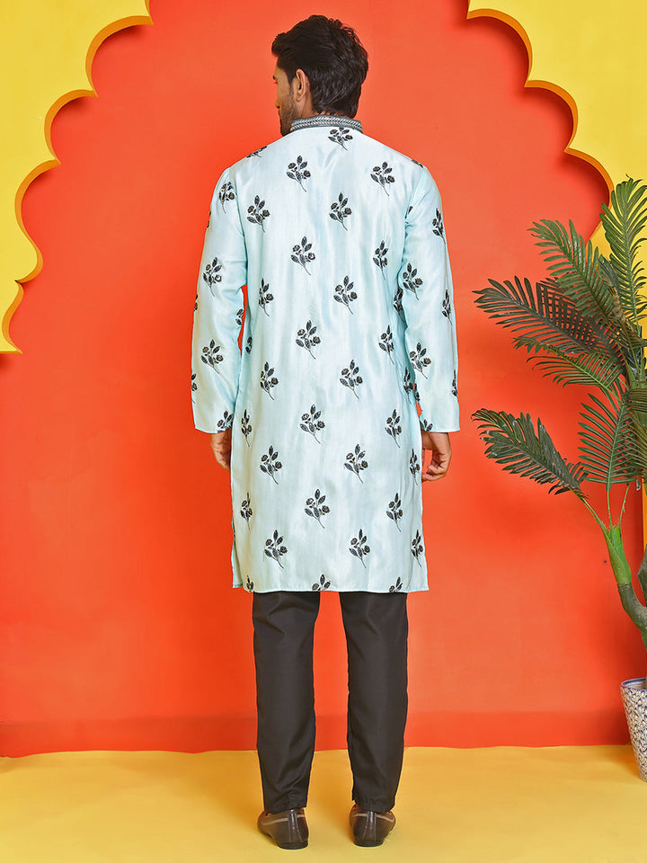Chikankari Embroidered Kurta Pyjama For Men