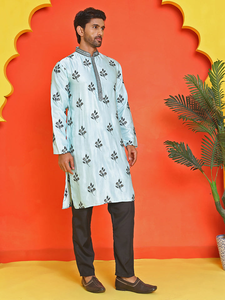 Chikankari Embroidered Kurta Pyjama For Men