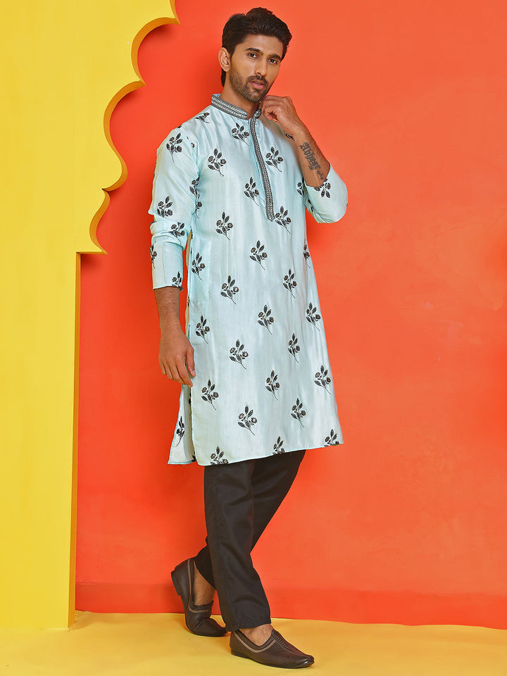 Chikankari Embroidered Kurta Pyjama For Men