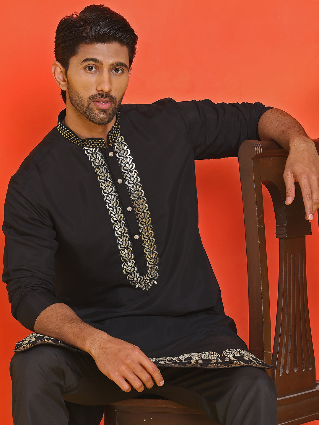 Embroidered Chikankari Kurta Pyjama For Men