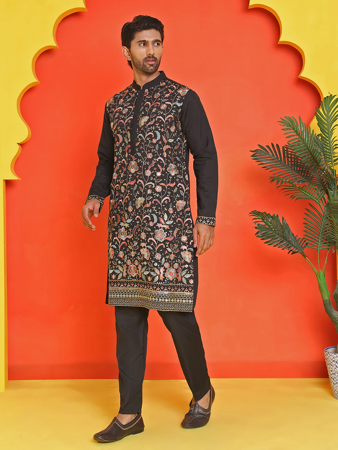 Floral Embroidered Straight Kurta Set