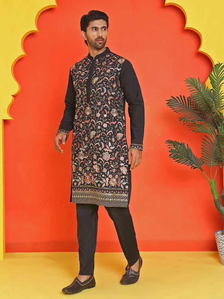 Floral Embroidered Straight Kurta Set