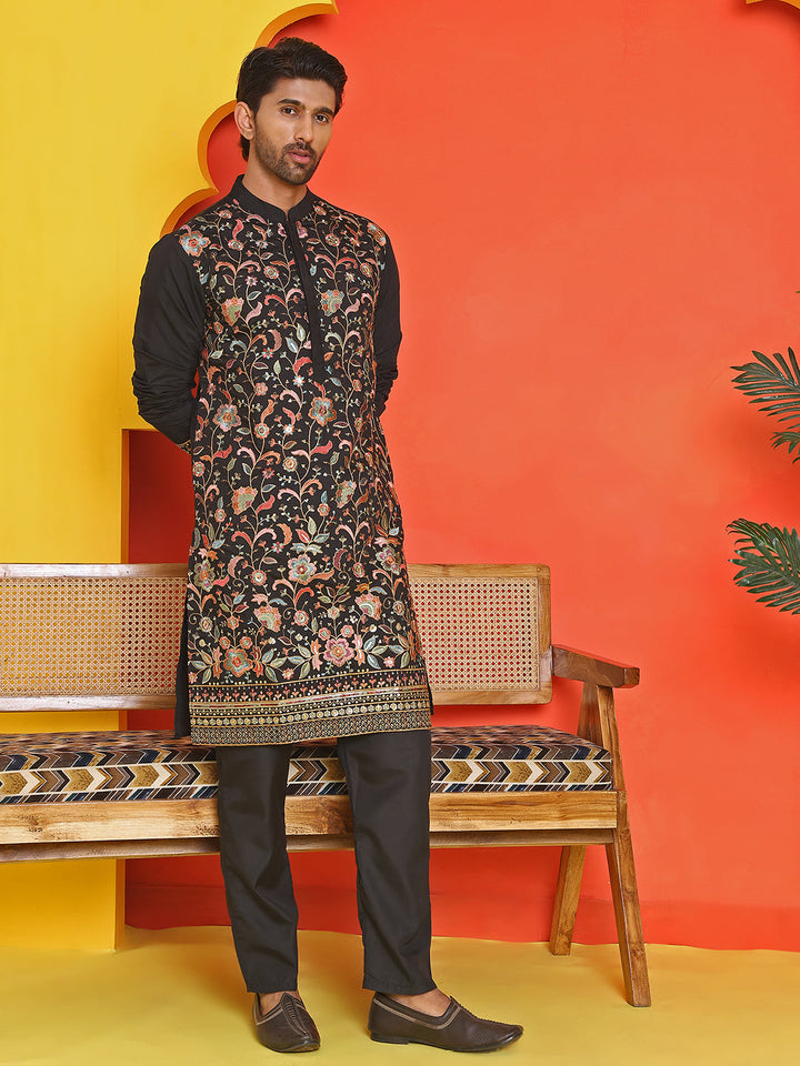Floral Embroidered Straight Kurta Set