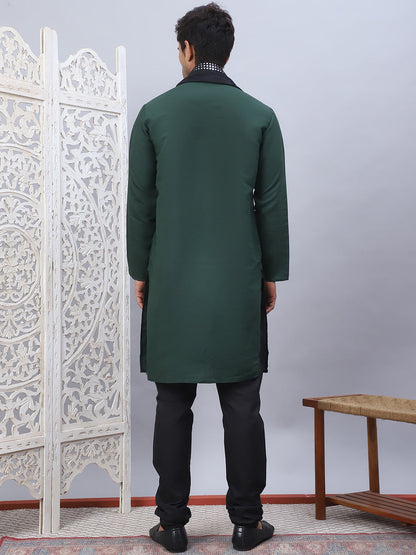 Sequins Embroidered Kurta Pyjama And Dupatta Set For Men