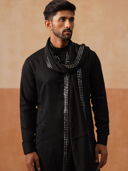 Men'S Festive Kurta Pyjama With Embroidered Dupatta