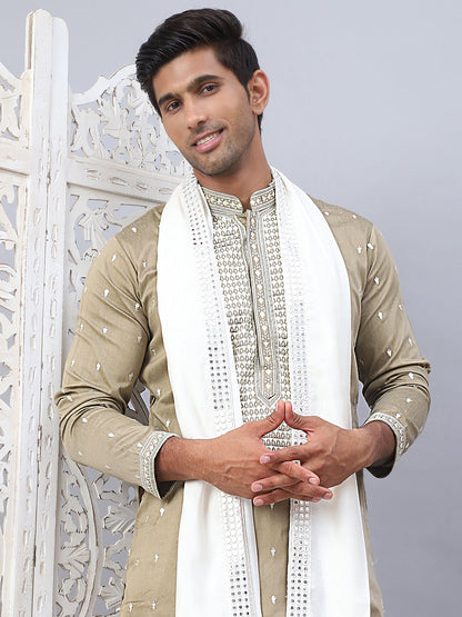 Sequins Embroidered Kurta Pyjama With Dupatta Set.