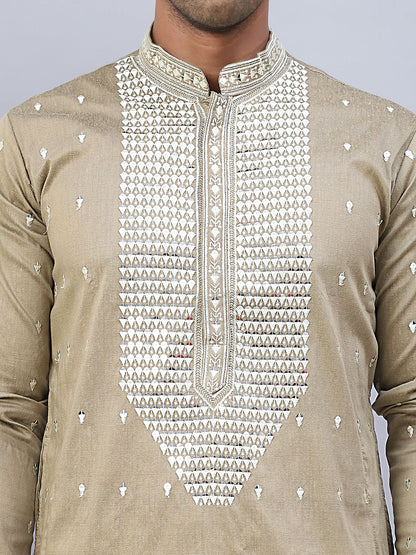 Sequins Embroidered Kurta Pyjama With Dupatta Set.