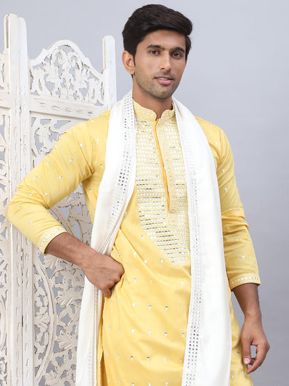 Sequins Embroidered Kurta Pyjama With Dupatta Set.