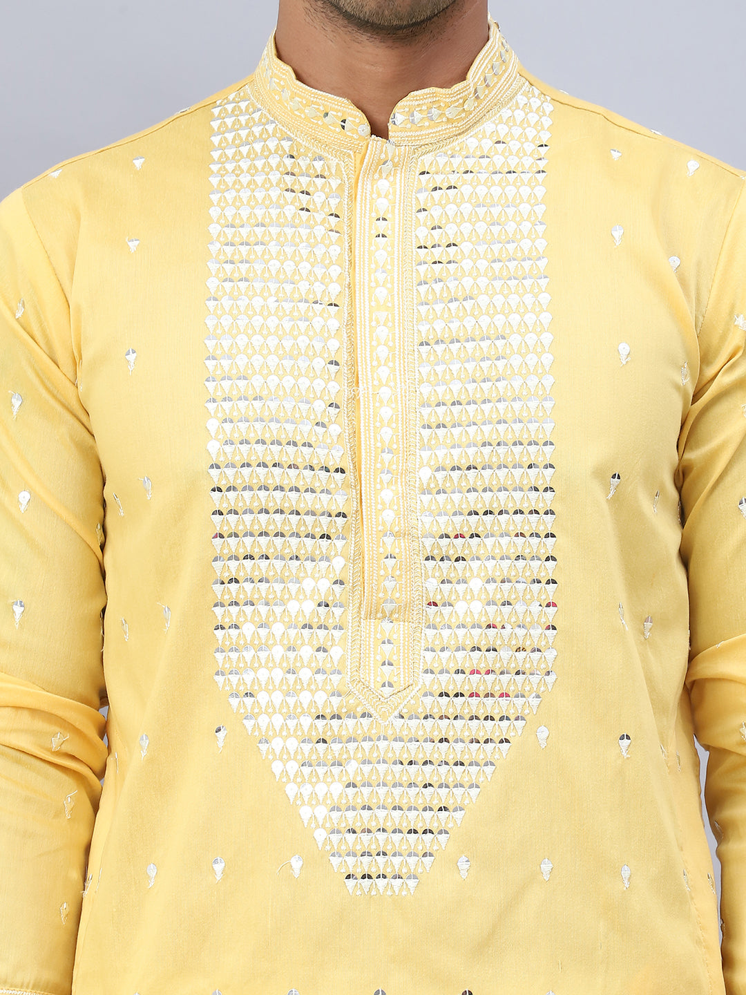 Sequins Embroidered Kurta Pyjama With Dupatta Set.