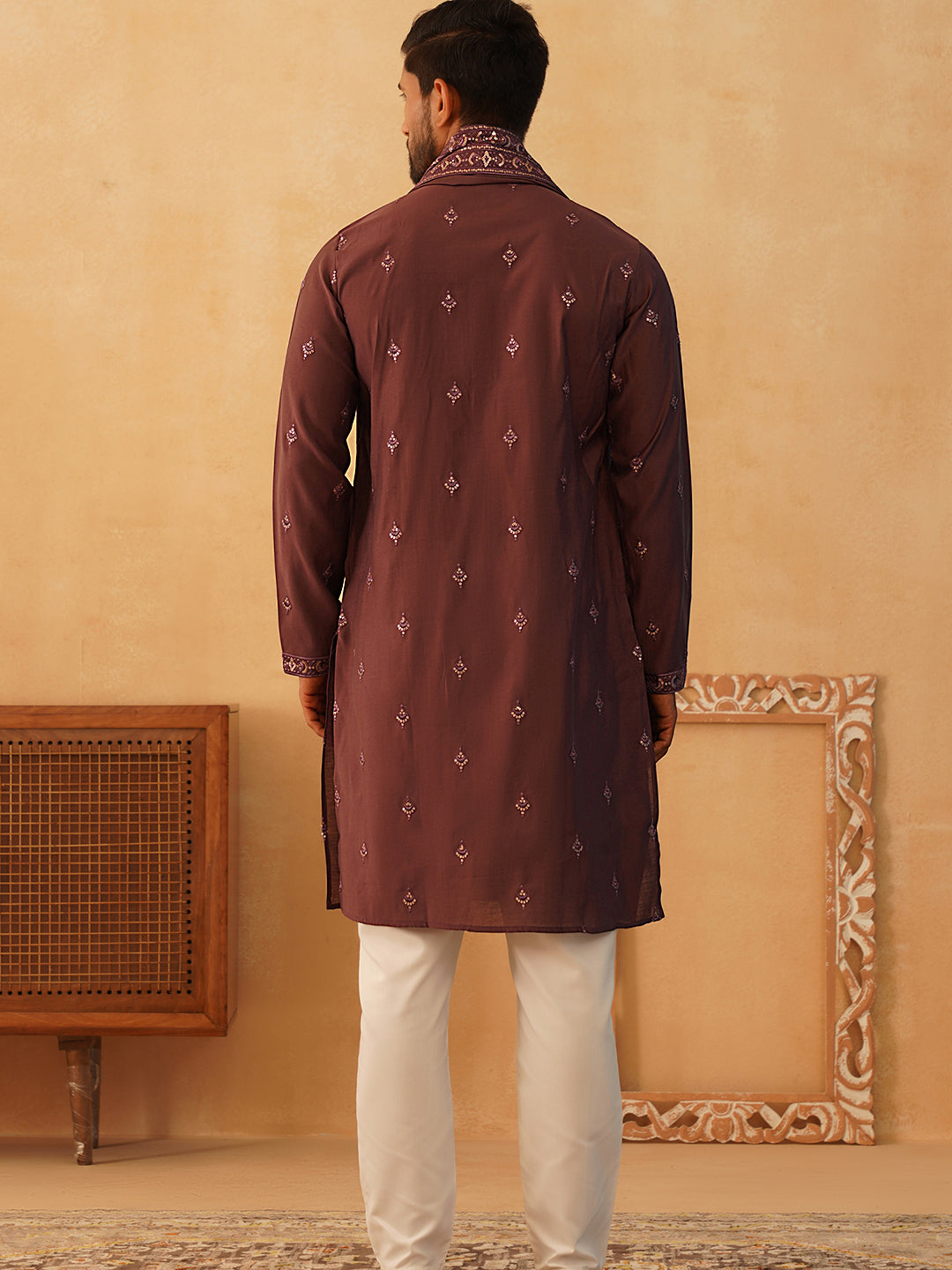 Embroidered &amp; Sequin Kurta Pyjama With Dupatta