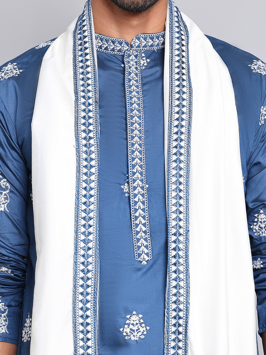 Embroidered &amp; Sequin Kurta Pyjama With Dupatta