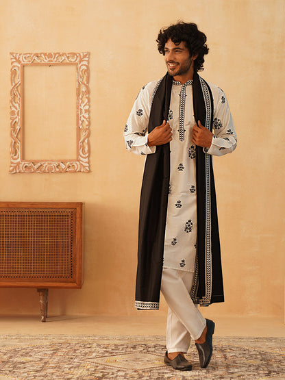 Embroidered & Sequin Kurta Pyjama With Dupatta
