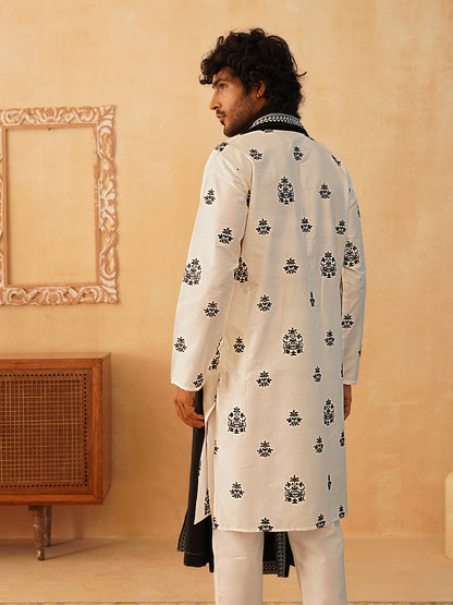 Embroidered & Sequin Kurta Pyjama With Dupatta