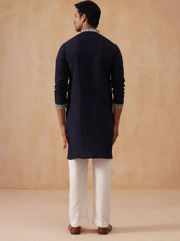 Silk Blend Embroidered Kurta Pyjama Set