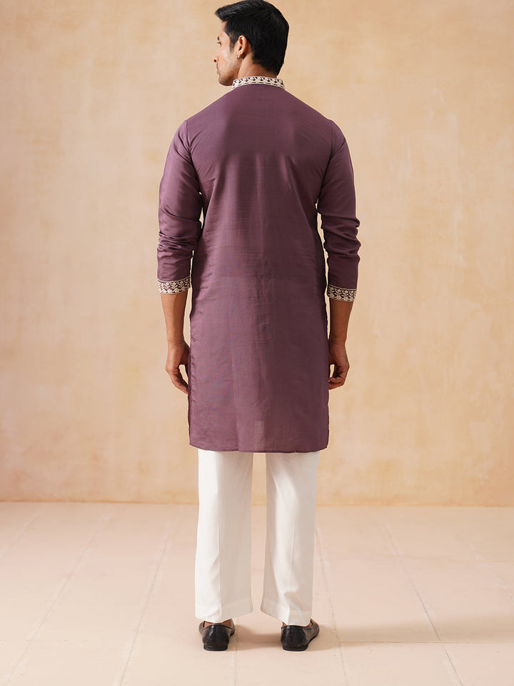 Silk Blend Embroidered Kurta Pyjama Set