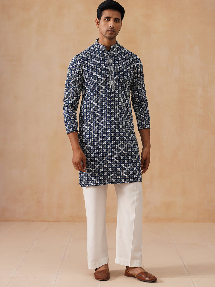 Embroidered Kurta Pyjama For Men.