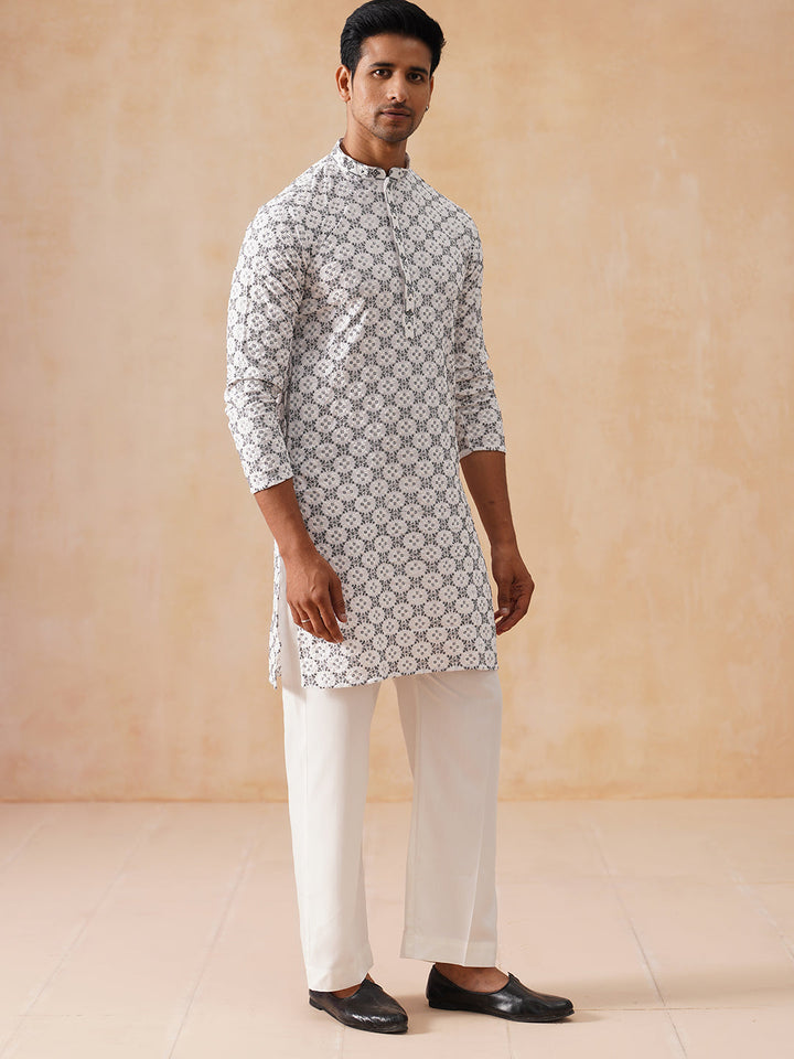 Embroidered Kurta Pyjama For Men.
