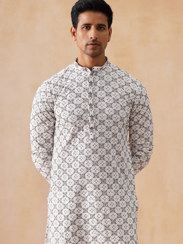 Embroidered Kurta Pyjama For Men.