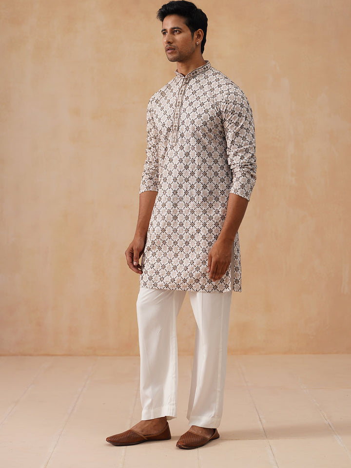 Embroidered Kurta Pyjama Set For Men